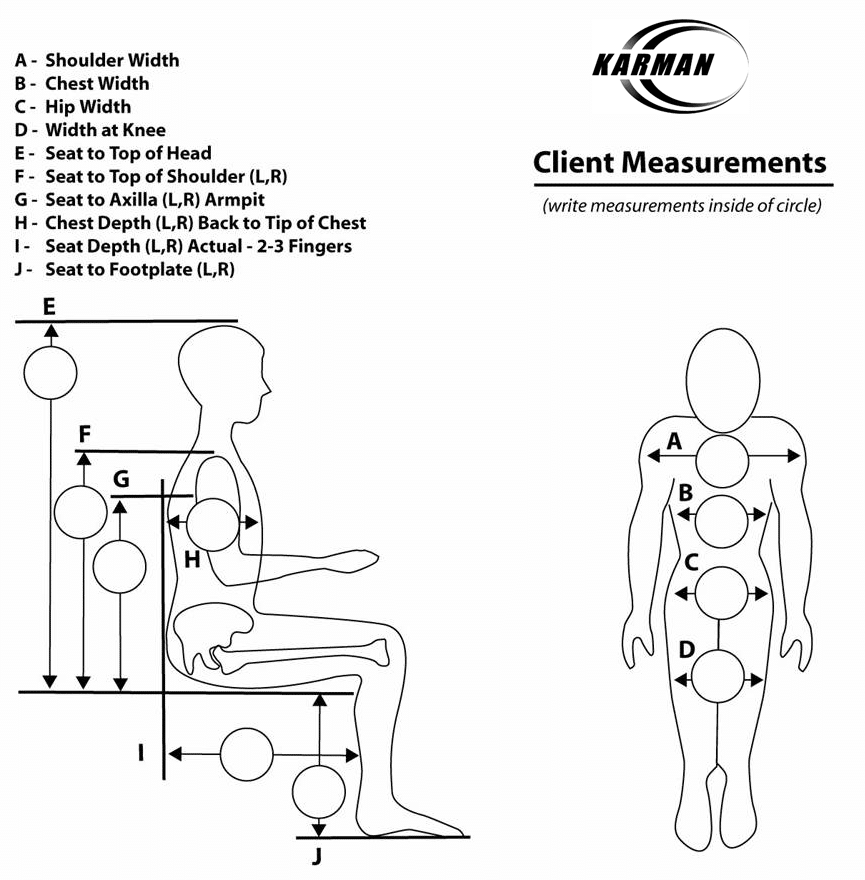 Wheelchair Measurements Chart - Karman | For all manual wheelchairs